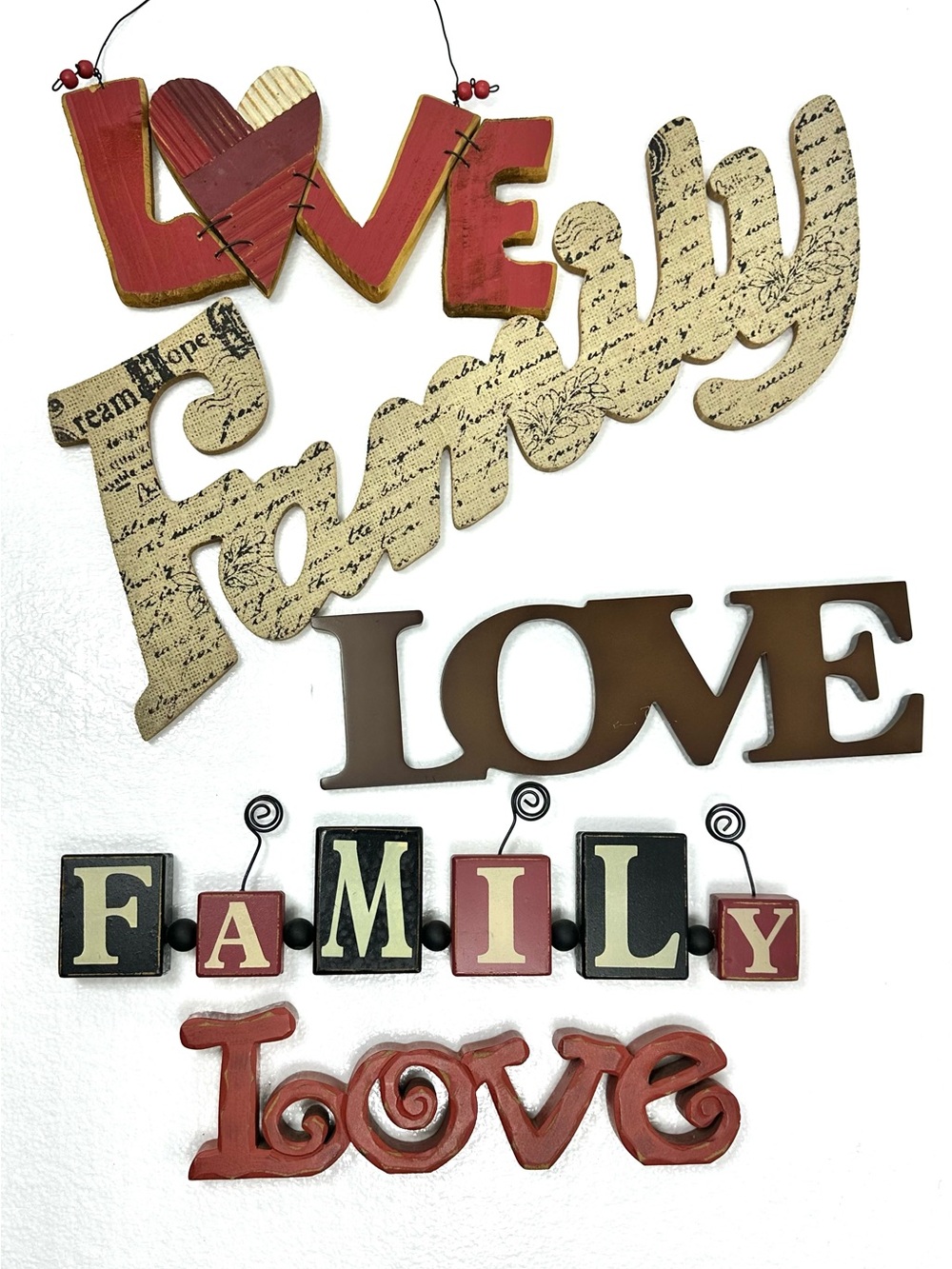 Love and Family wooden wall art lot of 5